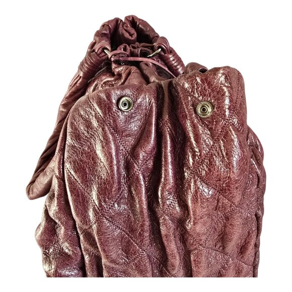 Donald J Pliner Plum/Wine/Burgundy Large Leather Handbag Purse Geometric Pattern - Picture 11 of 15